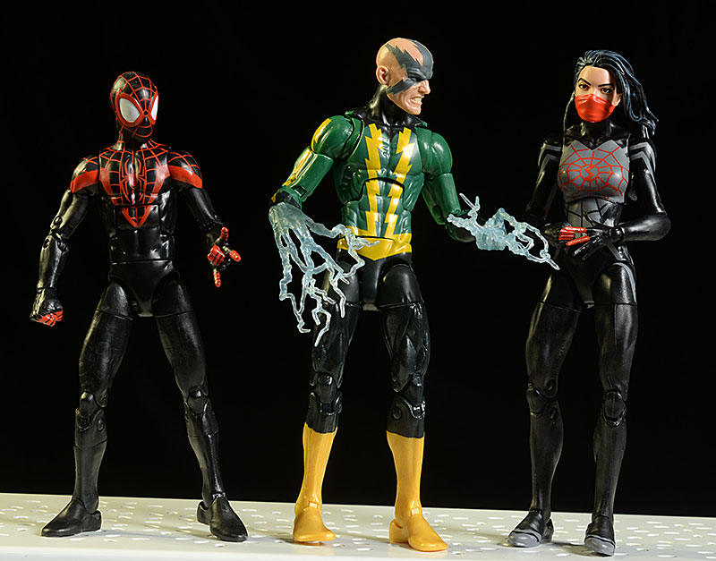 Morales Spider-Man, Silk, Electro Marvel Legends action figures by Hasbro