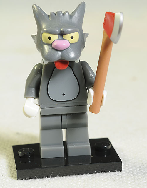 Simpsons Series 1 lego mini figure SCRATCHY the cat with axe