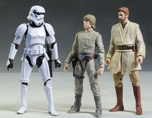 Star Wars Black Stormtrooper, Obi-Wan, Bespin Luke action figures by Hasbro