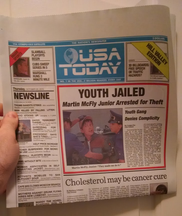 Back to the Future USA Today paper