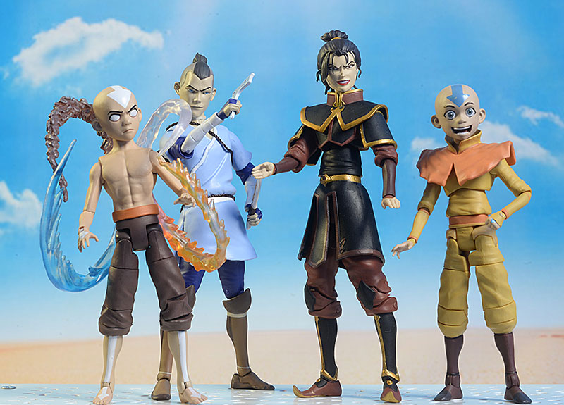 Aang, Azula, Sokka, Final Battle Aang Last Airbender action figures by Diamond Select Toys