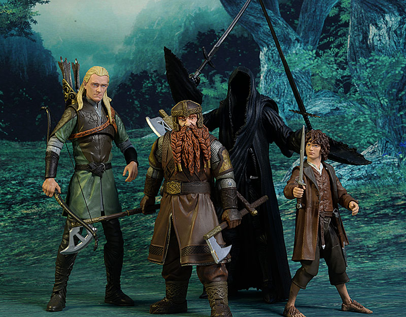 Frodo, Nazgul, Gimli, Legolas Lord of the Rings action figures by DST
