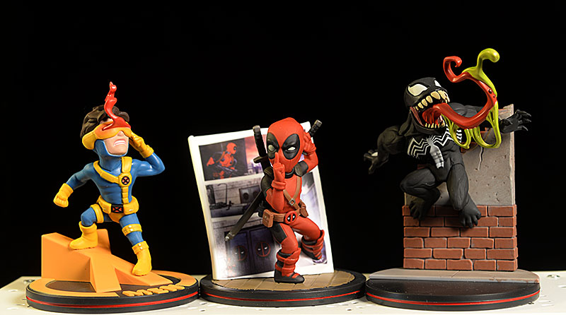 Cyclops, Deadpool, Venom Q-Figs statues by Qmx